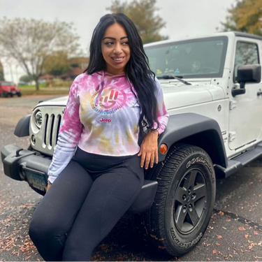 Tie-Dye Jeep wave Crop Hoodie